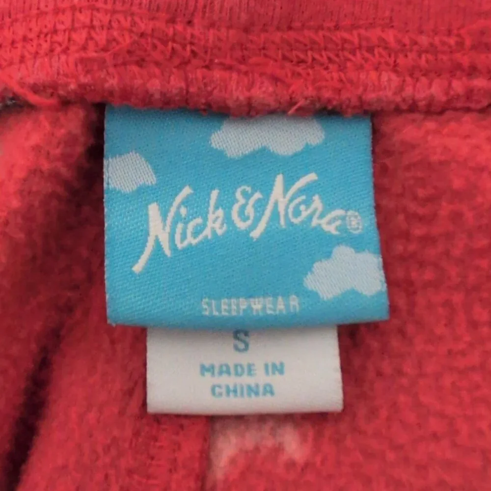 Nick & Nora Fleece Dog Reindeer Pajama Pants Womens Size Small Red Drawstring